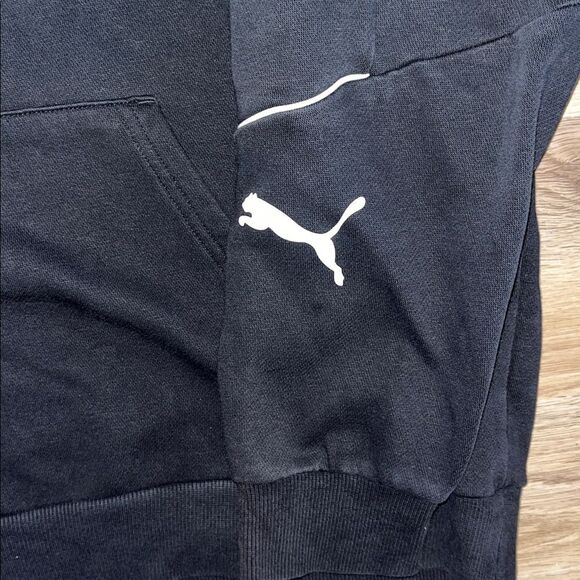 Black White Puma hoodie hooded running track sweatshirt jacket XL - Picture 5 of 6